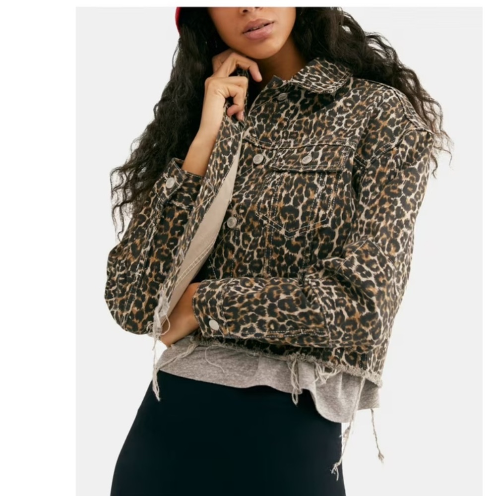 Free People leopard jacket, size small